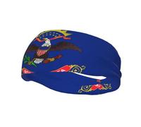 Phayah North Dakota State Flag Pattern Women Men Athletic Sweatbands Hair Bands for Yoga Running Moisture Elastic Sweat Wicking Head Band