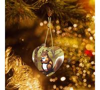 Phayah Nut-Eating Squirrel Pattern Ceramic Ornament Christmas Holidays Heart Shaped Porcelain Christmas Tree Hanging