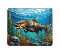 Phayah Ocean Bass Cartoon Pattern Mouse Pad Waterproof Surface & Non-Slip Rubber Base with Stitched Edges Gaming Mouse Mat for Laptop 7 X 8.6 in