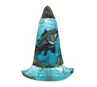 PHAYAH Ocean Bear Bass Pattern Hooded Poncho Unisex Christmas Hoodie For Cosplay Halloween Costume Party Masquerade S