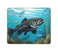 Phayah Ocean Bear Bass Pattern Mouse Pad Waterproof Surface & Non-Slip Rubber Base with Stitched Edges Gaming Mouse Mat for Laptop 7.9 X 9.5 in