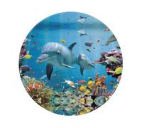 PHAYAH Ocean Dolphin Looking At You Round Non-Slip Rubber Mouse Pad- Durable And Comfortable For Office, Gaming, And Learning 8in1 Pc