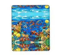 Phayah Ocean Tropical Fish Coral Undersea World Pattern Mouse Pad with Anti-Fray Stitching with Non-Slip Rubber Base, Gaming Mouse Mat for Laptop, Office & Home 7.9 X 9.5 in