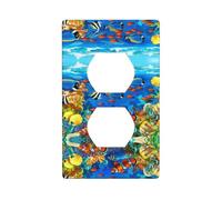 Phayah Ocean Tropical Fish Coral Undersea World Pattern Wall Plateoutlet Cover, Decorative Wall Plate Size 4.5x2.76 Inches for Residential and Commercial Areas