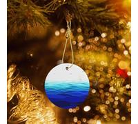Phayah Ocean Waves Sailboat With Birds Maritime Pattern Ceramic Round Xmas Tree Ornament New Year Home Souvenirs For Gatherings Christmas Tree Hanging