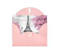 PHAYAH Oil Painting Paris Eiffel Tower Pattern Blank Greeting Cards With Envelopes 4" X 6" Thank You Cards For Christmas Holiday Birthday Graduation Anniversary Pink