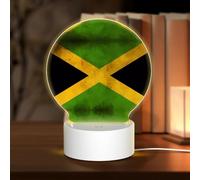 PHAYAH Old Jamaican Flag Pattern Round Decorative Night Lights with USB Plug in Table Lamp with 3 Light Modes Adjustable for Bedroom Living Room Cafe
