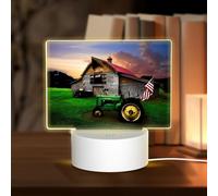 PHAYAH Old Tractor Photo Farm Pattern Acrylic Night Light with USB Port Touch Switch Birthday Thanksgiving Presents for Family Friends