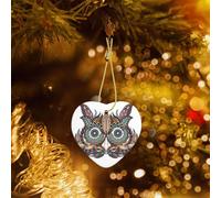 Phayah Owl In African Indian Totem Pattern Ceramic Heart Xmas Tree Ornament New Year Home Souvenirs For Gatherings Christmas Tree Hanging