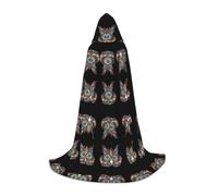 PHAYAH Owl In African Indian Totem Pattern Halloween Witch Witchcraft Hooded Robe Cape Christmas Hoodie Cosplay Masquerade Party Dress Gift Costume M