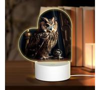 PHAYAH Owl in The Dark Pattern Heart Shape Acrylic Night Light Adult Baby Room Light White Light Warm Light Warm White Light