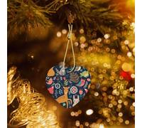 Phayah Owl Rabbit Bird Fox Pattern Ceramic Heart Xmas Tree Ornament New Year Home Souvenirs For Gatherings Christmas Tree Hanging