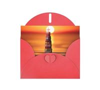 PHAYAH Paper Lighthouse Pattern Blank Greeting Cards 10 With Red Envelopes For Christmas, Wedding Anniversaries And Party Invitations