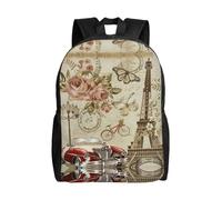 PHAYAH Paris Vintage Postcard Pattern Casual Shoulders Classical Basic Travel Backpack Travel And Outdoor Activities