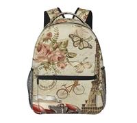PHAYAH Paris Vintage Postcard Pattern Casual Shoulders Classical Basic Travel Backpack Travel And Outdoor Activities Resistant