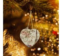 Phayah Paris Vintage Postcard Pattern Ceramic Heart-Shaped Christmas Tree Ornaments, Family New Year Home Souvenirs For Gatherings