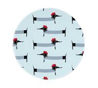PHAYAH Parisian Dachshund Pattern Round Gaming Mouse Pad 7.9x7.9 In With Seamed Edges Foldable Desktop Mouse Pad, Laptop Mouse Pad