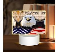 PHAYAH Patriotic Bald Eagle with American Flag Pattern Acrylic Night Light with USB Port Touch Switch Birthday Thanksgiving Presents for Family Friends