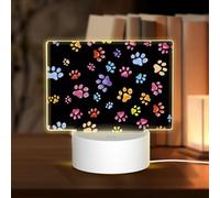 PHAYAH Pawful Paws Print Pattern Acrylic Night Light with USB Port Touch Switch Birthday Thanksgiving Presents for Family Friends