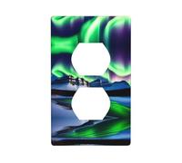 Phayah Peak Aurora Pattern Duplex Receptacle Outlet Wall Plate Standard Size Polycarbonate Thermoplastic Dual Plug Covers