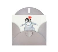 PHAYAH Penguin Wearing Flowers Pattern Blank Greeting Cards With Envelopes 4" X 6" Thank You Cards For Christmas Holiday Birthday Graduation Anniversary Gray