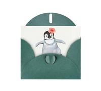 PHAYAH Penguin Wearing Flowers Pattern Blank Greeting Cards With Envelopes 4" X 6" Thank You Cards For Christmas Holiday Birthday Graduation Anniversary Dark Green