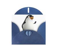 PHAYAH Penguin With Glasses Pattern Blank Greeting Cards With Envelopes 4" X 6" Thank You Cards For Christmas Holiday Birthday Graduation Anniversary Blue