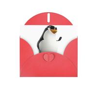 PHAYAH Penguin With Glasses Pattern Blank Greeting Cards With Envelopes 4" X 6" Thank You Cards For Christmas Holiday Birthday Graduation Anniversary Red