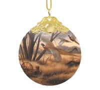 Phayah Pheasant Hunting Pattern Christmas Tree Ornaments For Xmas Glass Gold Metal Buckle Hanging Decorations Decor Family New Yea