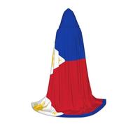 PHAYAH Philippine Flag Pattern Adult Hooded Cloak For Masquerade Cosplay Halloween Witch Cloak Christmas Party Robe S