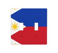 Phayah Philippine Flag Pattern Decorative Wall Plate Covers Receptacle Double Toggle Outlet Light Switch Cover 4.5 in X 4.5 in