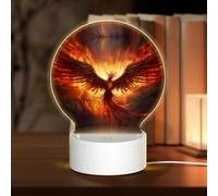 PHAYAH Phoenix Pattern Round Acrylic Night Light Adult Baby Room Light White Light Warm Light Warm White Light