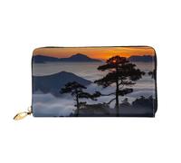 PHAYAH Pine Tree On Mountain Top Pattern Women'S Wallet Long Clutch Zip Around Travel Leather Purse Large Capacity Credit Card Holder