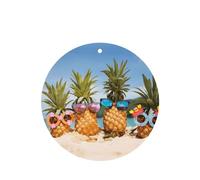 Phayah Pineapple Fruit Sunglasses Sand Beach Pattern Lavender Scent Car Air Freshener Round Shape Card Hanging Hanging Scented Card 4 Pcs For Cars Closet Shoe