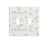 Phayah Pink Flamingos Pattern Wall Plate Outlet Cover Double Toggle Light Switch Cover Size 4.5x4.5 in for Residential and Commercial Areas