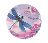 PHAYAH Pink Flower And Blue Dragonfly Round Non-Slip Rubber Mouse Pad- Durable And Comfortable For Office, Gaming, And Learning 8in1 Pc