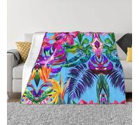 PHAYAH Pink Flower Tropical Plant Pattern Flannel Blanket 50"X40" For Bed, Sofa, Couch, Movie Night, Camping, And Travel Ultra Soft Warm Blanket