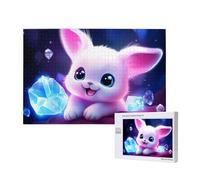 Phayah Pink Hair Bunny with Big Eyes Pattern Puzzle Unique Jigsaw Wall Art Picture for Home Decoration 1000 Pcs