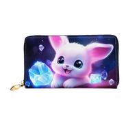 PHAYAH Pink Hair Bunny With Big Eyes Pattern Women'S Wallet Long Clutch Zip Around Travel Leather Purse Large Capacity Credit Card Holder