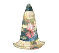 PHAYAH Pink Lily Pattern Hooded Poncho Unisex Christmas Hoodie For Cosplay Halloween Costume Party Masquerade S