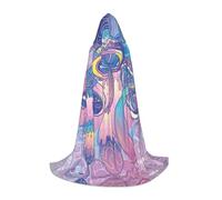 PHAYAH Pink Mushroom Pattern Halloween Adult Hooded Robe Cape, Women'S Men'S Halloween Dress Up Party Cosplay Costumes L