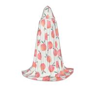 PHAYAH Pink Peach Pattern Adult Hooded Cloak For Masquerade Cosplay Halloween Witch Cloak Christmas Party Robe S