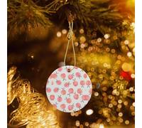 Phayah Pink Peach Pattern Ceramic Ornament Christmas Holidays Round Shaped Porcelain Christmas Tree Hanging