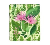 PHAYAH Pink Plant Flowers Pattern Mouse Pad with Anti-Fray Stitching with Non-Slip Rubber Base, Gaming Mouse Mat for Laptop, Office & Home 7.9 X 9.5 in