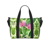 Phayah Pink Plant Flowers Travel Duffel Bag,Sports Tote Gym Bag,Shoulder Weekender Overnight Bag For Women, Black, One Size, Black, One Size