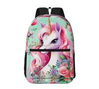 PHAYAH Pink Unicorn Pattern Backpack 16 Inch For Women Men Casual Backpack Teen Boys And Girls Laptop Bookbag Travel Business