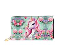 PHAYAH Pink Unicorn Pattern Women'S Wallet Long Clutch Zip Around Travel Leather Purse Large Capacity Credit Card Holder