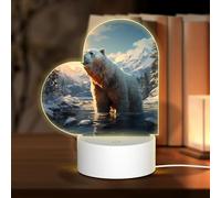 PHAYAH Polar Bear in Winter Pattern Heart Shape Decorative Night Lights with USB Plug in Table Lamp with 3 Light Modes Adjustable for Bedroom Living Room Cafe