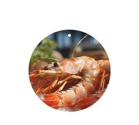 Phayah Prawns Pattern Lavender Scent Car Aroma Round Shape Hanging Fragrance Tablet Car Interior Fragrance Freshener 4p