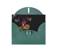 PHAYAH Pretty Butterfly Pattern Blank Greeting Cards With Envelopes 4" X 6" Thank You Cards For Christmas Holiday Birthday Graduation Anniversary Dark Green